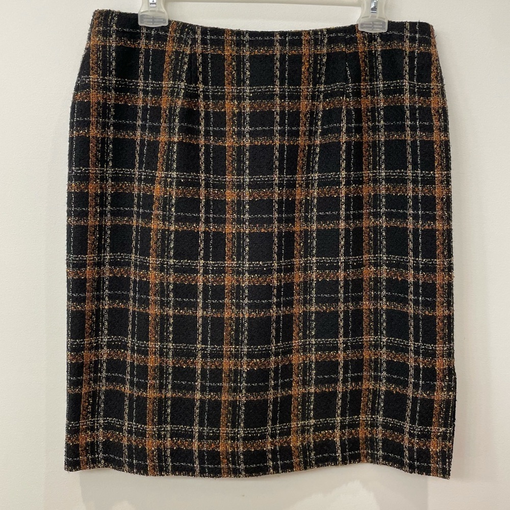 Pencil Skirt, Boucle, Plaid, Size 10
